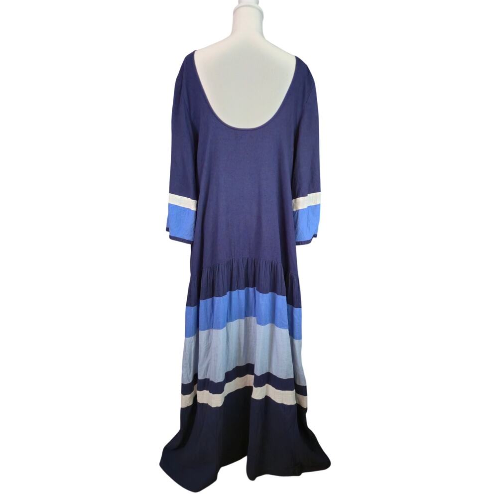 Boho Flowy Oversized Gauze Maxi Dress XL Blue Free People Free-est Manda Midi - Picture 3 of 10